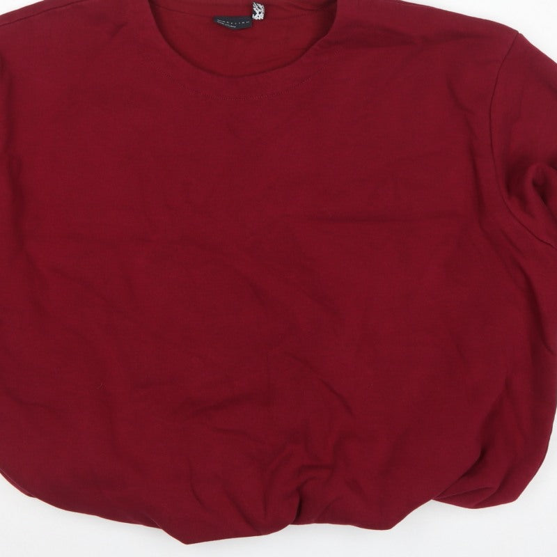 ASOS DESIGN Women Red M UK 12-14 Balloon Sleeve Pullover Sweatshirt