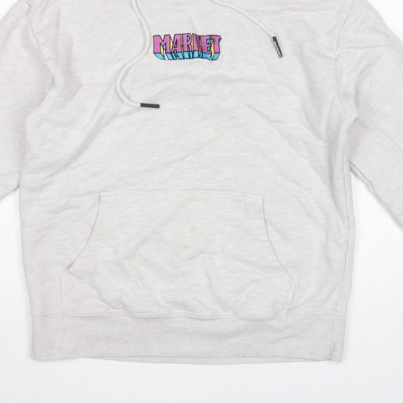 Market Smiley Unisex Grey L Pullover Hoodie Bunny Graphic Cotton