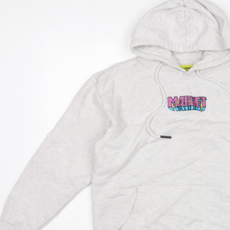 Market Smiley Unisex Grey L Pullover Hoodie Bunny Graphic Cotton