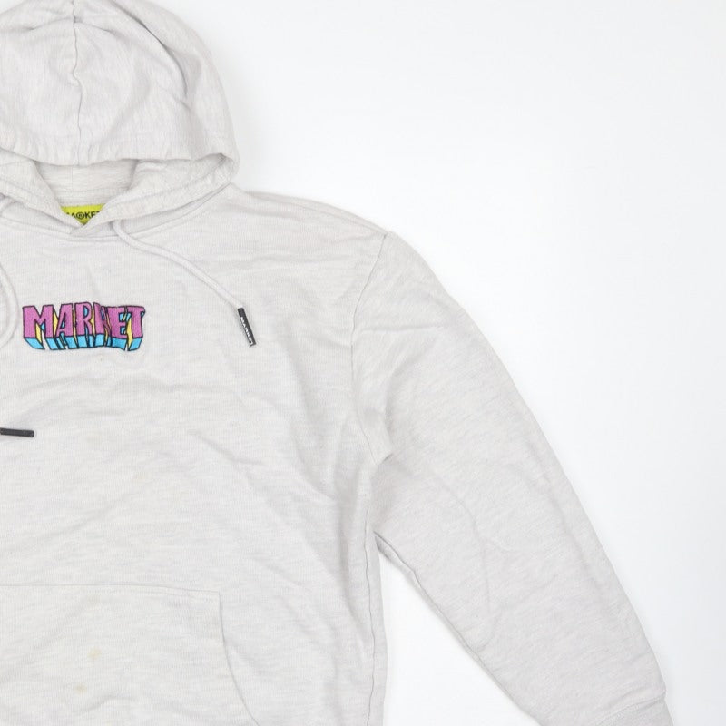 Market Smiley Unisex Grey L Pullover Hoodie Bunny Graphic Cotton
