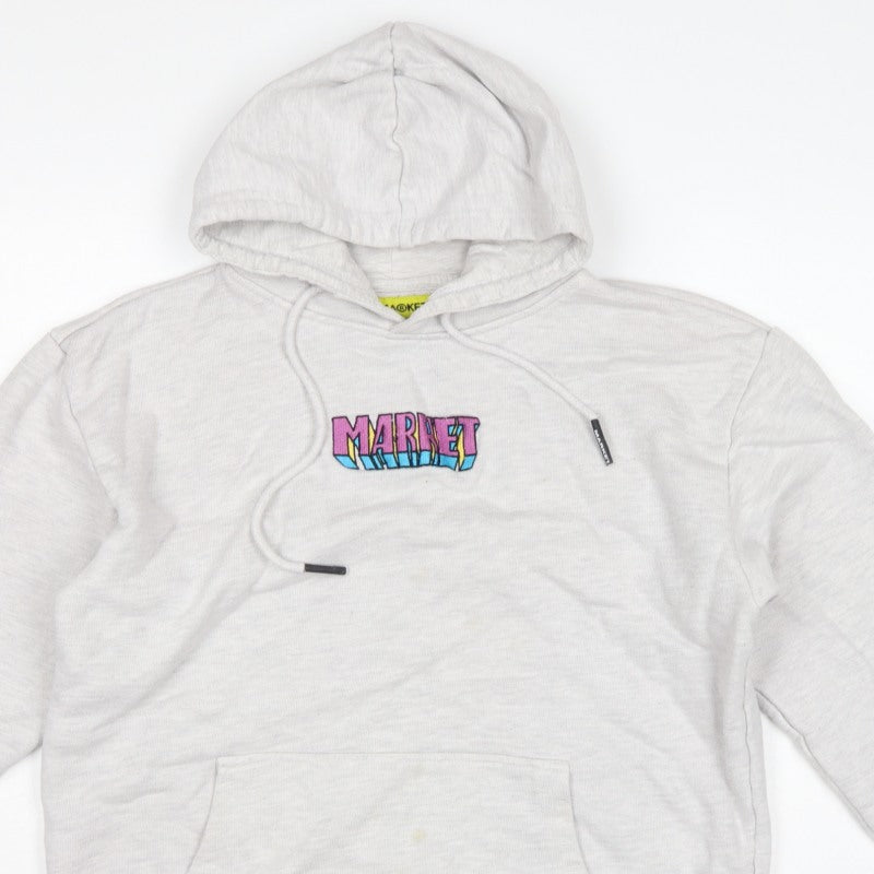 Market Smiley Unisex Grey L Pullover Hoodie Bunny Graphic Cotton