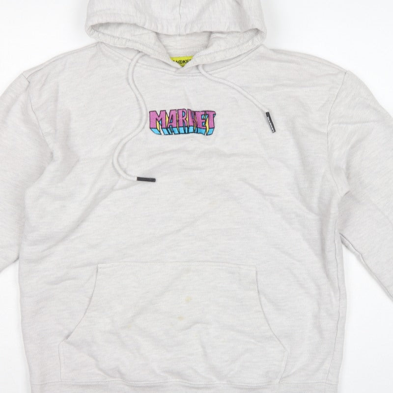 Market Smiley Unisex Grey L Pullover Hoodie Bunny Graphic Cotton