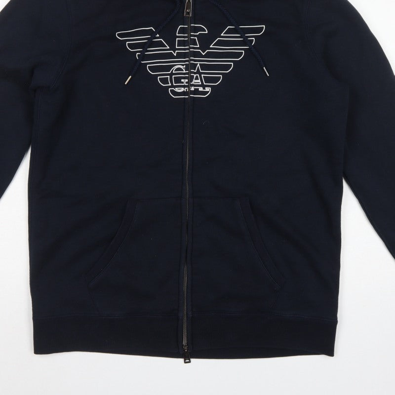 Armani Jeans Men’s Blue 2XL Full Zip Logo Hoodie