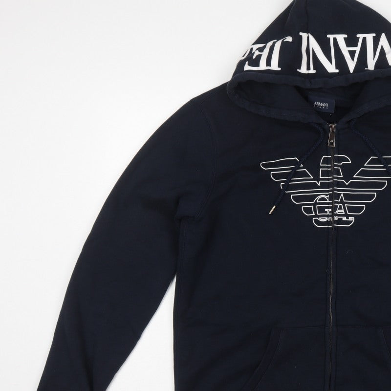 Armani Jeans Men’s Blue 2XL Full Zip Logo Hoodie