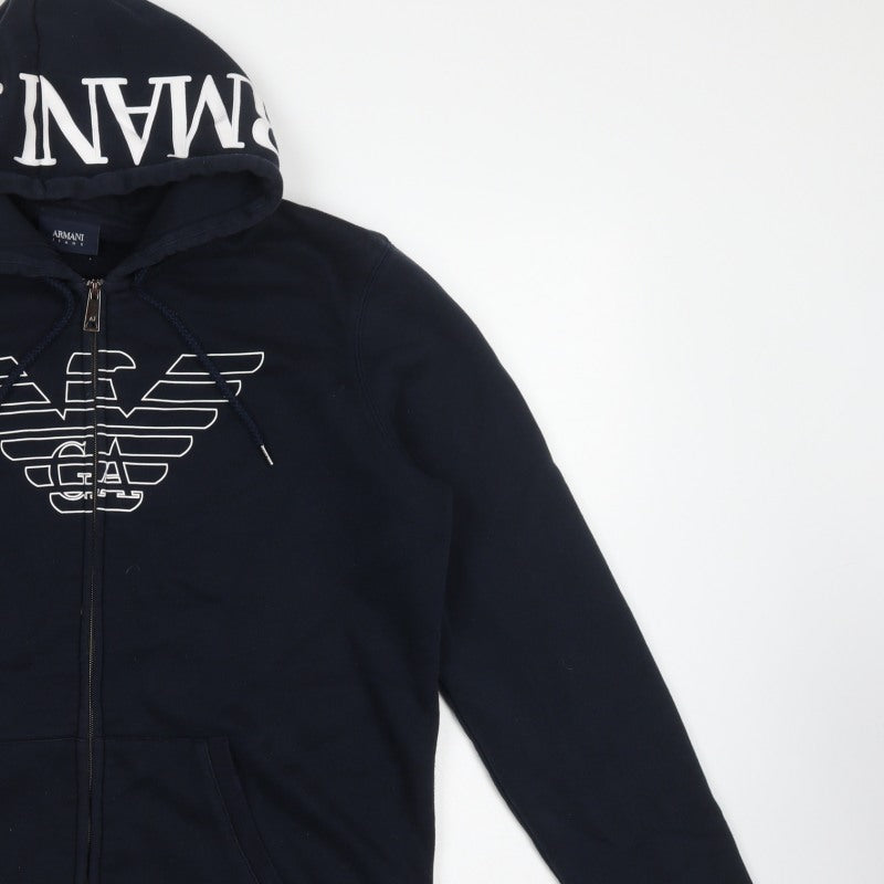 Armani Jeans Men’s Blue 2XL Full Zip Logo Hoodie