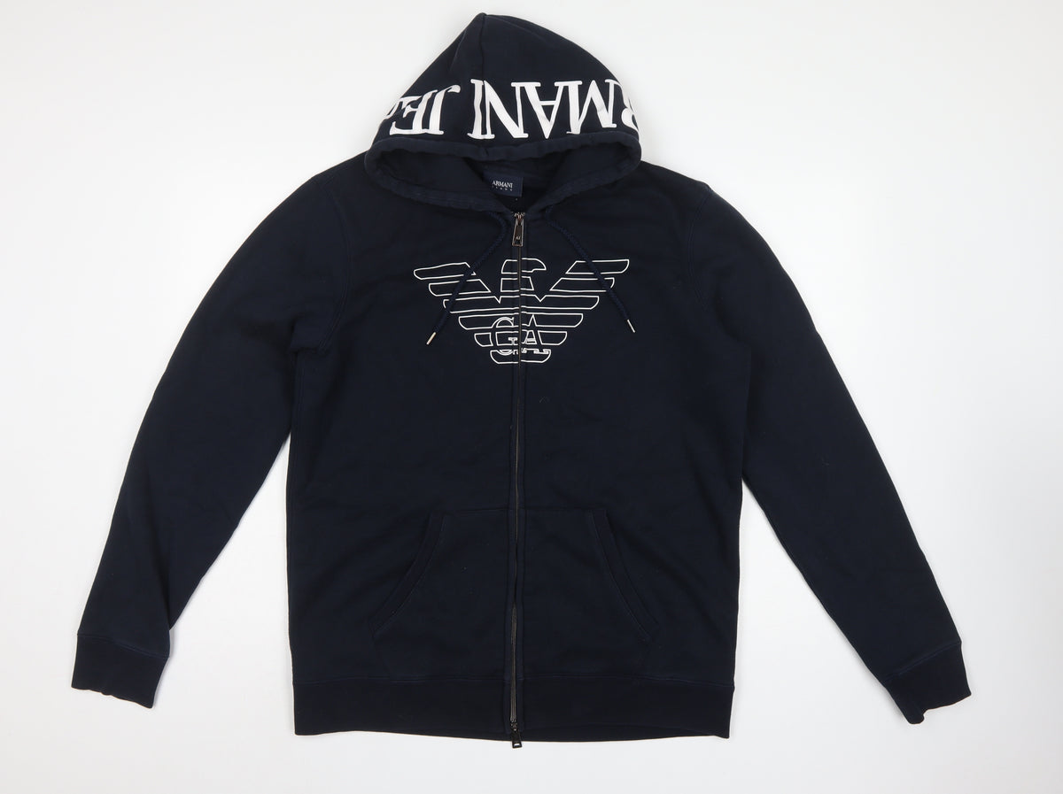 Armani Jeans Men’s Blue 2XL Full Zip Logo Hoodie