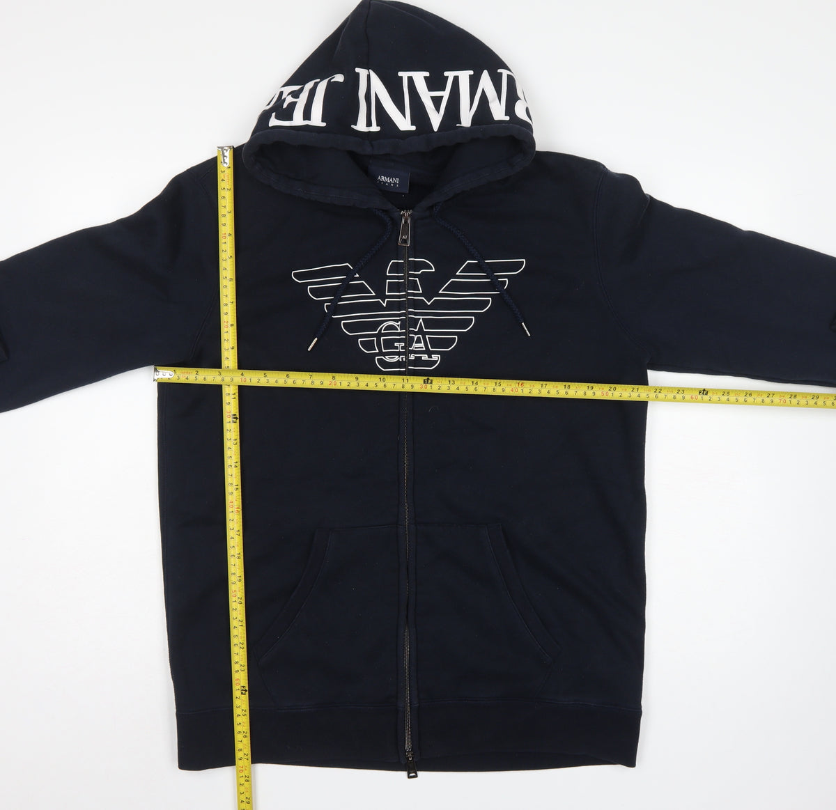 Armani Jeans Men’s Blue 2XL Full Zip Logo Hoodie