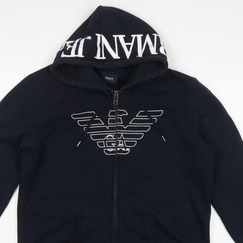 Armani Jeans Men’s Blue 2XL Full Zip Logo Hoodie