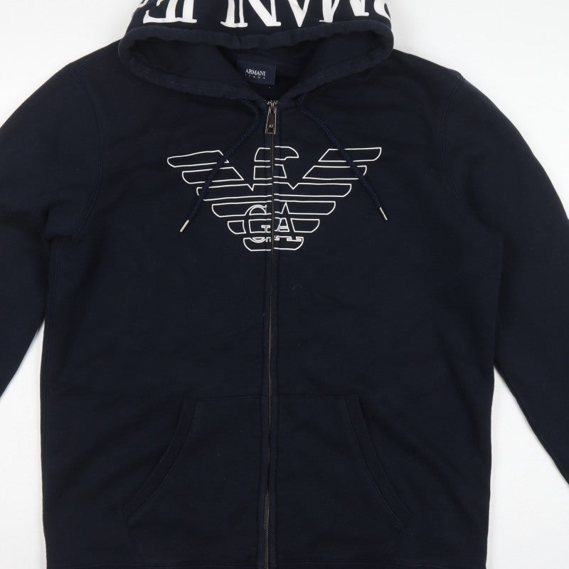 Armani Jeans Men’s Blue 2XL Full Zip Logo Hoodie