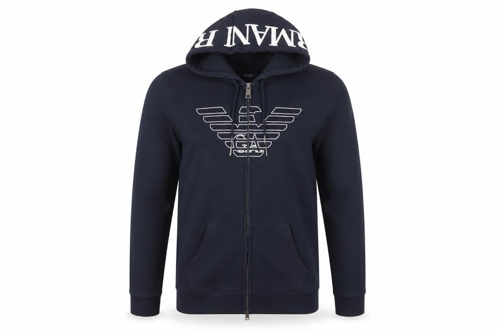 Armani Jeans Men’s Blue 2XL Full Zip Logo Hoodie