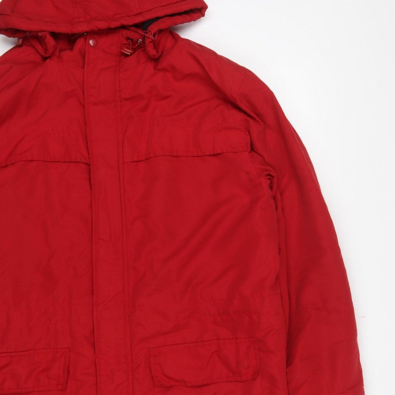 Cotton Traders Men’s Red M Hooded Padded Parka Coat Long