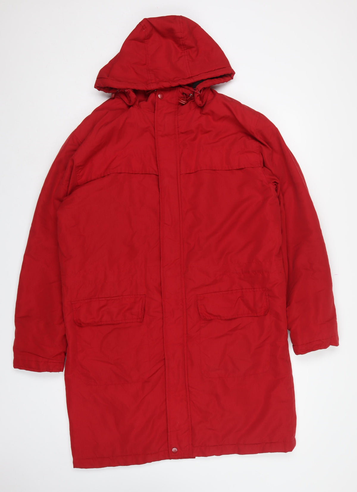 Cotton Traders Men’s Red M Hooded Padded Parka Coat Long