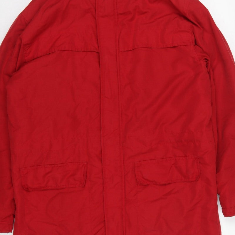 Cotton Traders Men’s Red M Hooded Padded Parka Coat Long