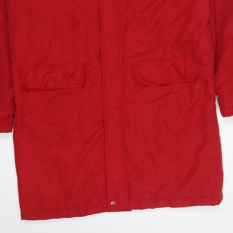 Cotton Traders Men’s Red M Hooded Padded Parka Coat Long