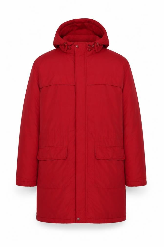 Cotton Traders Men’s Red M Hooded Padded Parka Coat Long