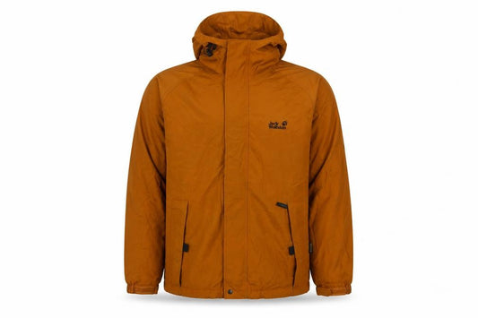 Jack Wolfskin Men’s Orange L Hooded Waterproof Outdoor Rain Jacket