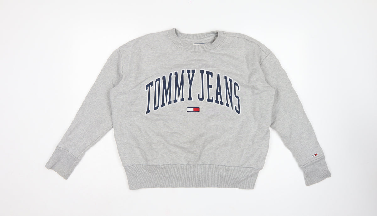Tommy Jeans Women’s Grey M Pullover Sweatshirt Logo Crew Neck