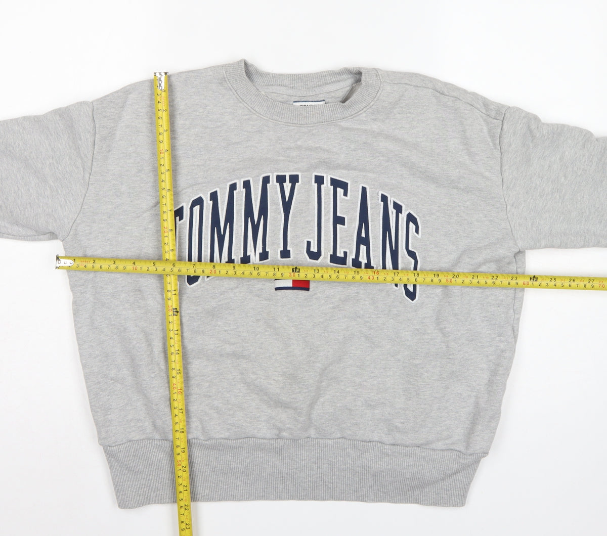 Tommy Jeans Women’s Grey M Pullover Sweatshirt Logo Crew Neck