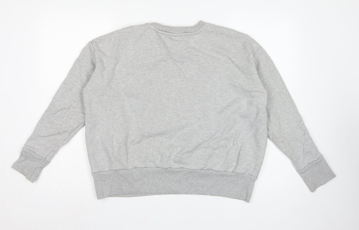 Tommy Jeans Women’s Grey M Pullover Sweatshirt Logo Crew Neck