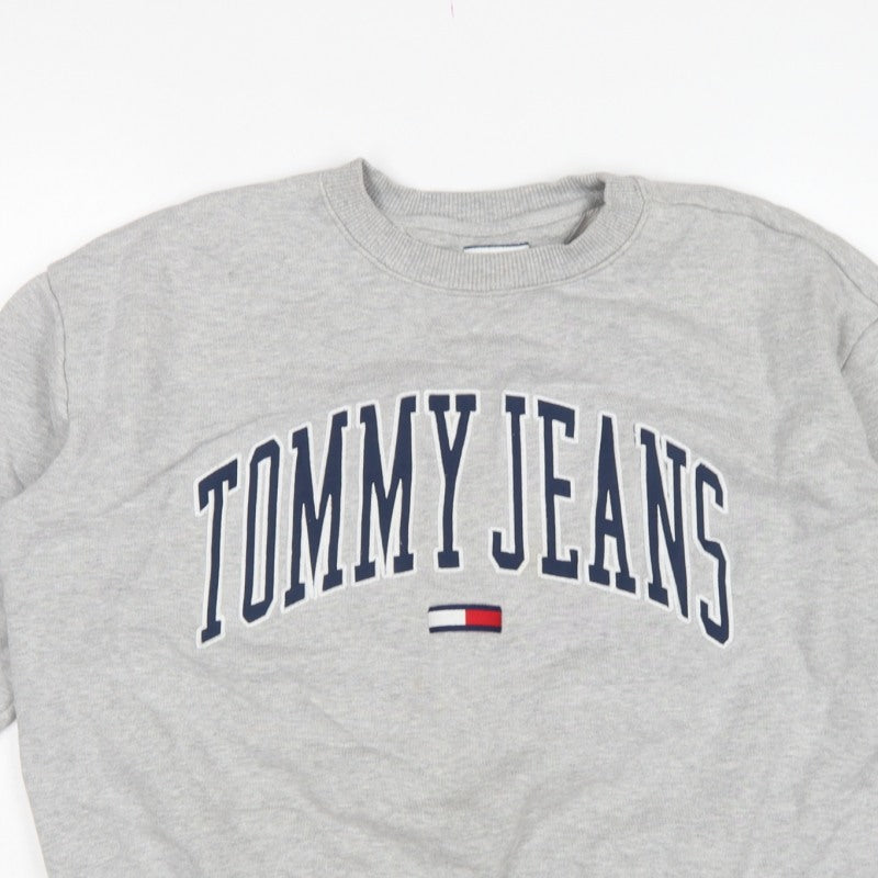 Tommy Jeans Women’s Grey M Pullover Sweatshirt Logo Crew Neck
