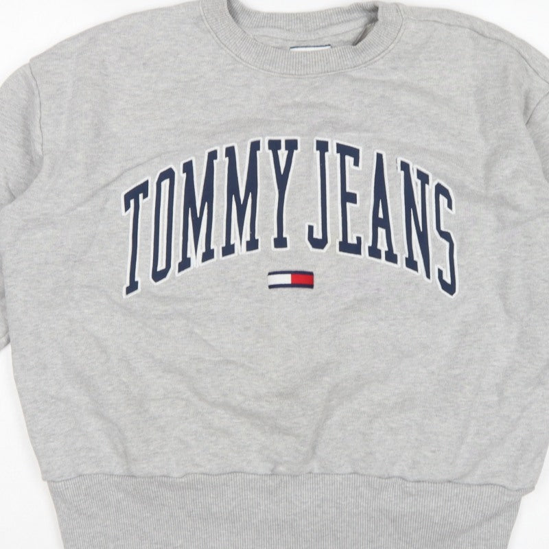 Tommy Jeans Women’s Grey M Pullover Sweatshirt Logo Crew Neck