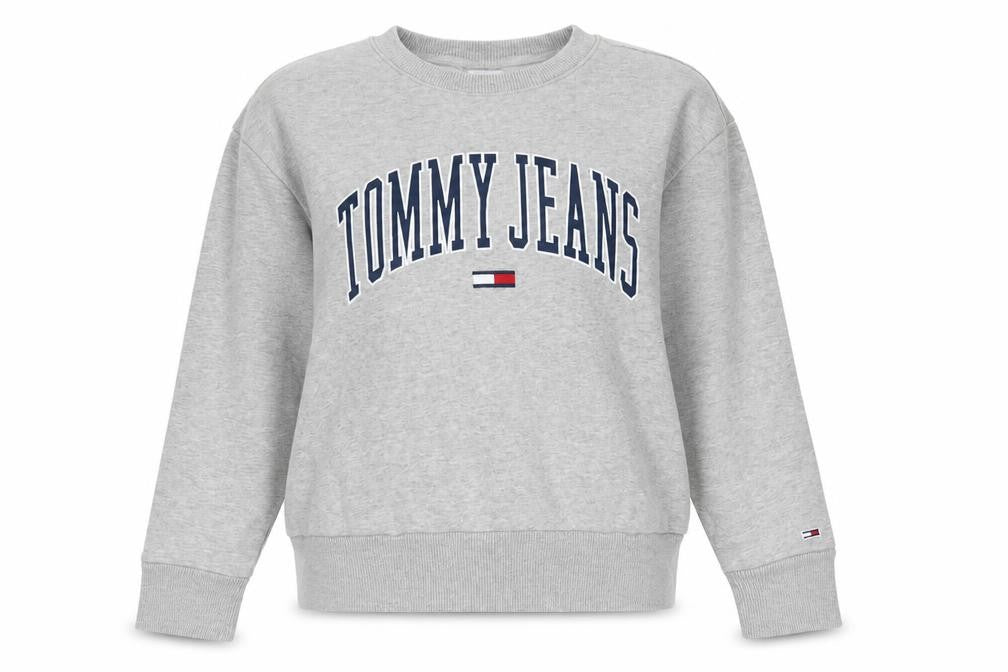 Tommy Jeans Women’s Grey M Pullover Sweatshirt Logo Crew Neck