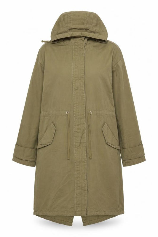 ASOS Design Women Green UK 8 Long Hooded Fishtail Parka Cotton
