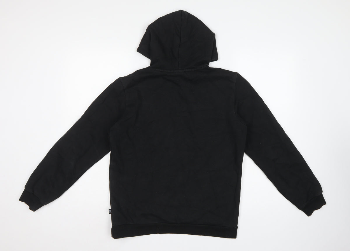 Puma Boys Black 15-16 Years Pullover Hoodie Logo Pocket