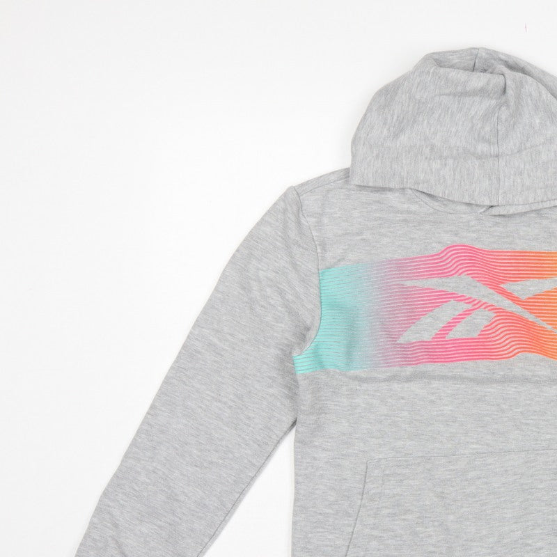 Reebok Girls Grey 13-14 Years Pullover Hoodie Neon Logo