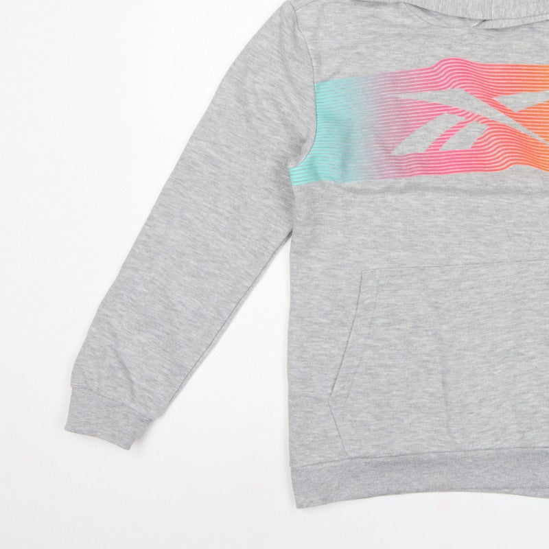 Reebok Girls Grey 13-14 Years Pullover Hoodie Neon Logo