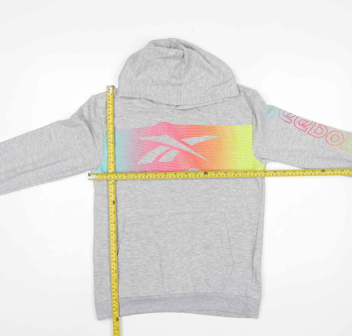 Reebok Girls Grey 13-14 Years Pullover Hoodie Neon Logo