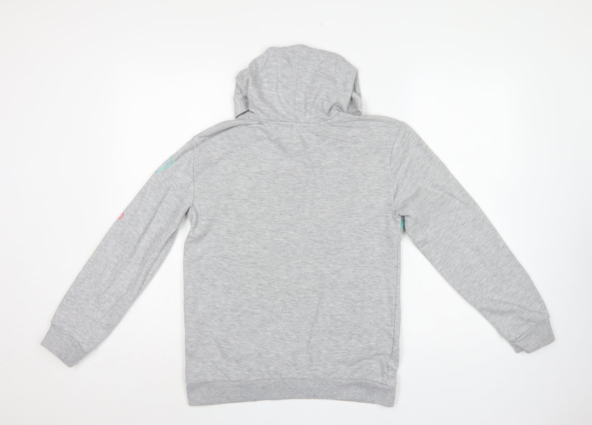 Reebok Girls Grey 13-14 Years Pullover Hoodie Neon Logo
