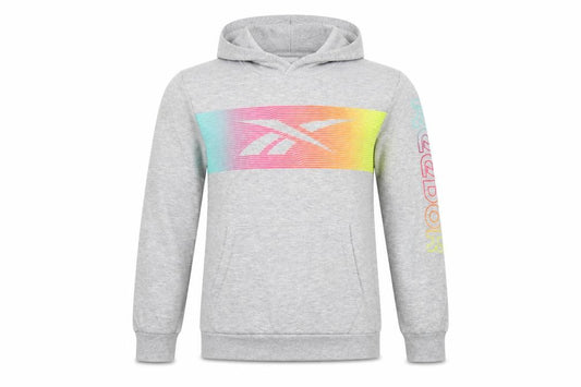 Reebok Girls Grey 13-14 Years Pullover Hoodie Neon Logo