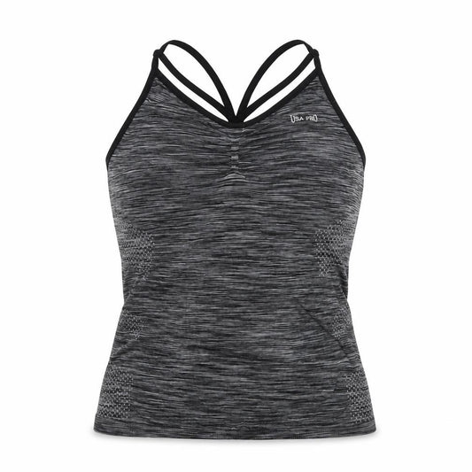 USA Pro Women's Grey UK 10 Strappy V-Neck Athletic Camisole Tank Top