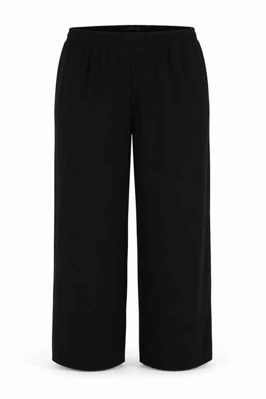 M&S Women’s Black UK 20 Regular Wide Leg Elastic Waist Trousers