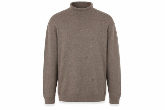 Hann Brooks Men's Brown 2XL Cotton Roll Neck Rib Knit Jumper
