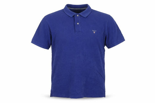 GANT Men’s Blue XL Cotton Piqué Logo Short Sleeve Polo Shirt