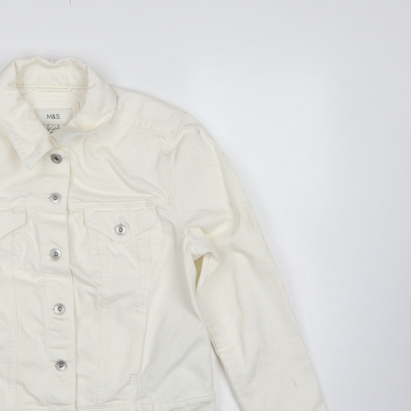 Marks and Spencer Women White UK 14 Cotton Button Jacket