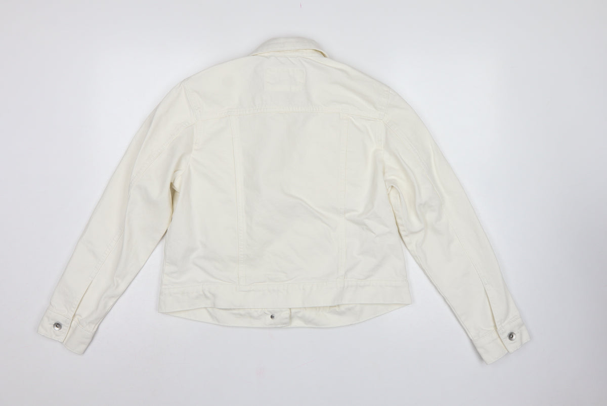 Marks and Spencer Women White UK 14 Cotton Button Jacket