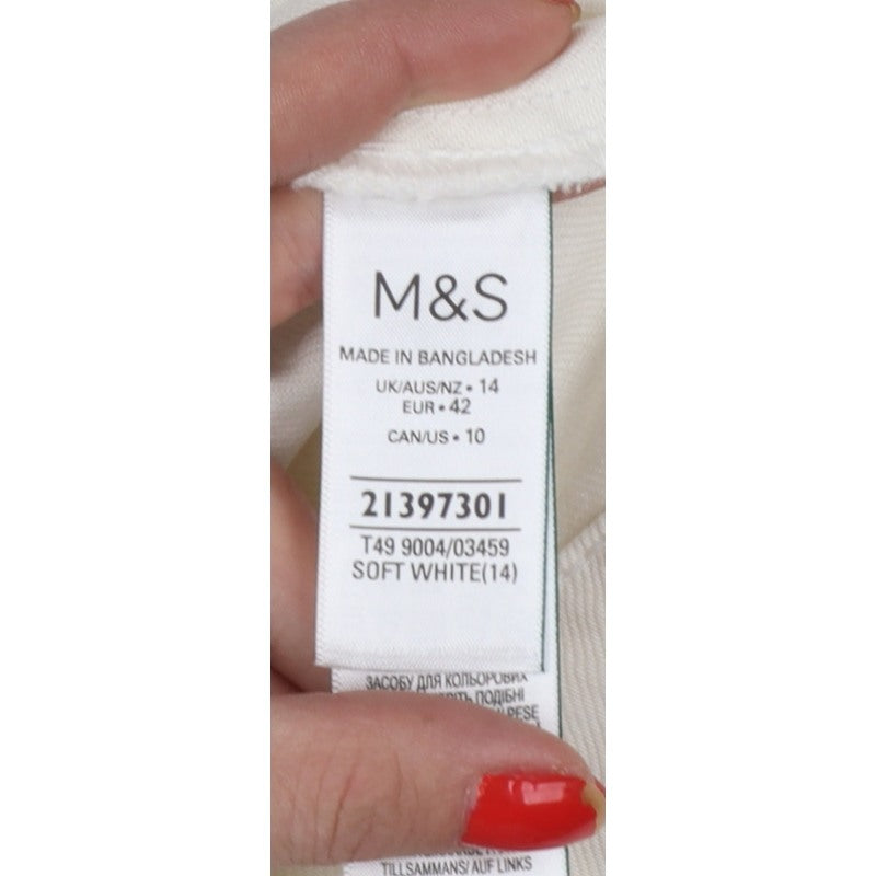Marks and Spencer Women White UK 14 Cotton Button Jacket
