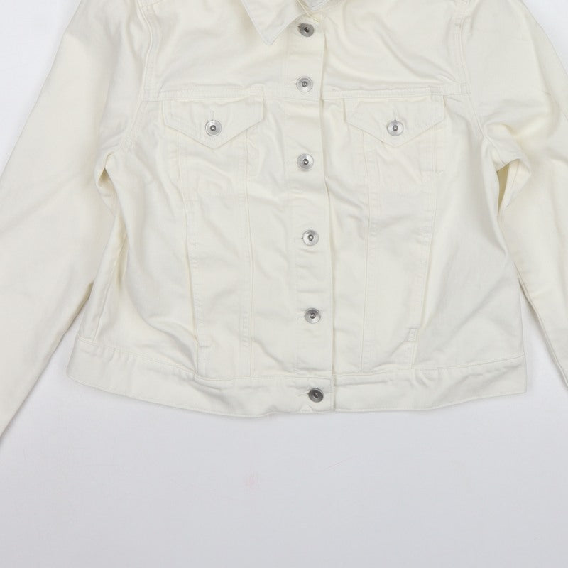 Marks and Spencer Women White UK 14 Cotton Button Jacket