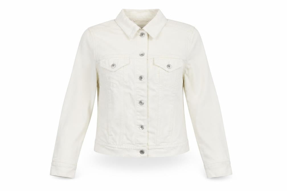 Marks and Spencer Women White UK 14 Cotton Button Jacket