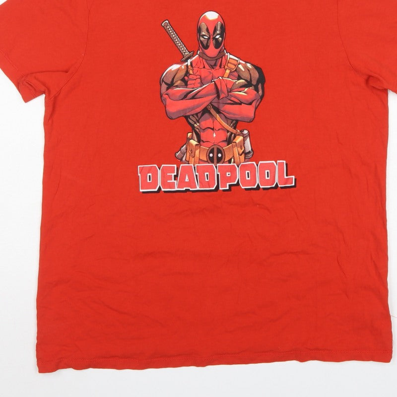 Marvel Men's Red 2XL Deadpool Graphic Print Crew Neck T-Shirt