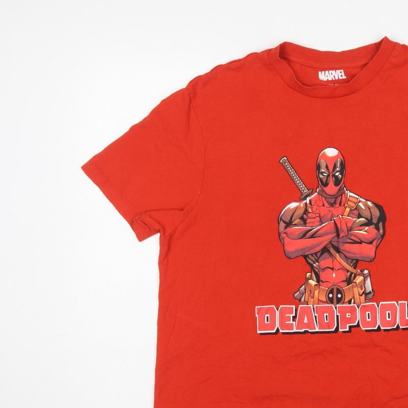 Marvel Men's Red 2XL Deadpool Graphic Print Crew Neck T-Shirt