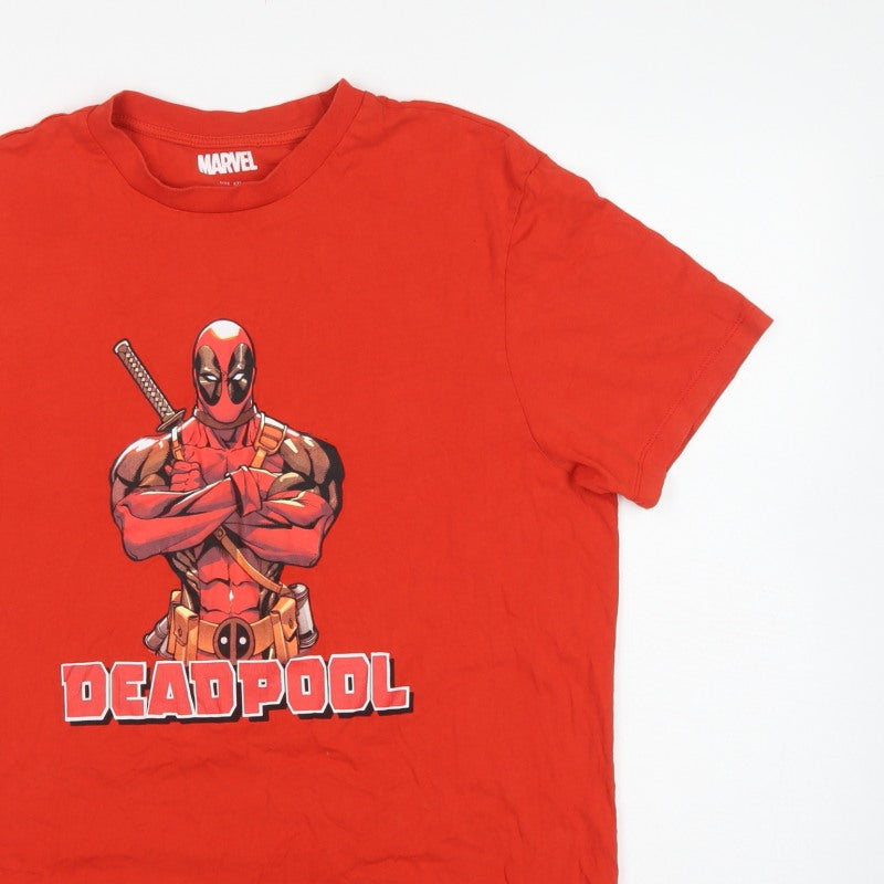 Marvel Men's Red 2XL Deadpool Graphic Print Crew Neck T-Shirt