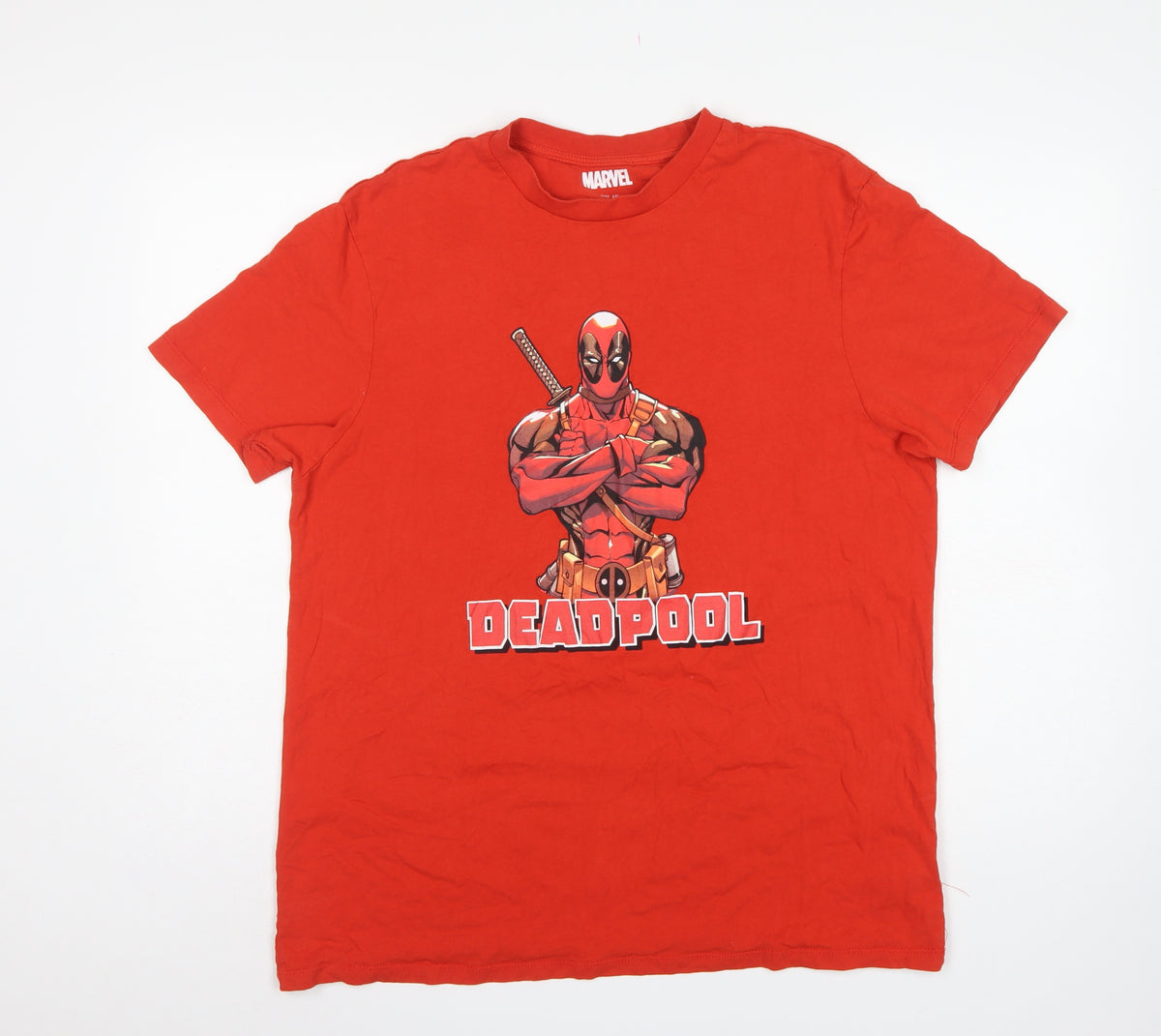 Marvel Men's Red 2XL Deadpool Graphic Print Crew Neck T-Shirt