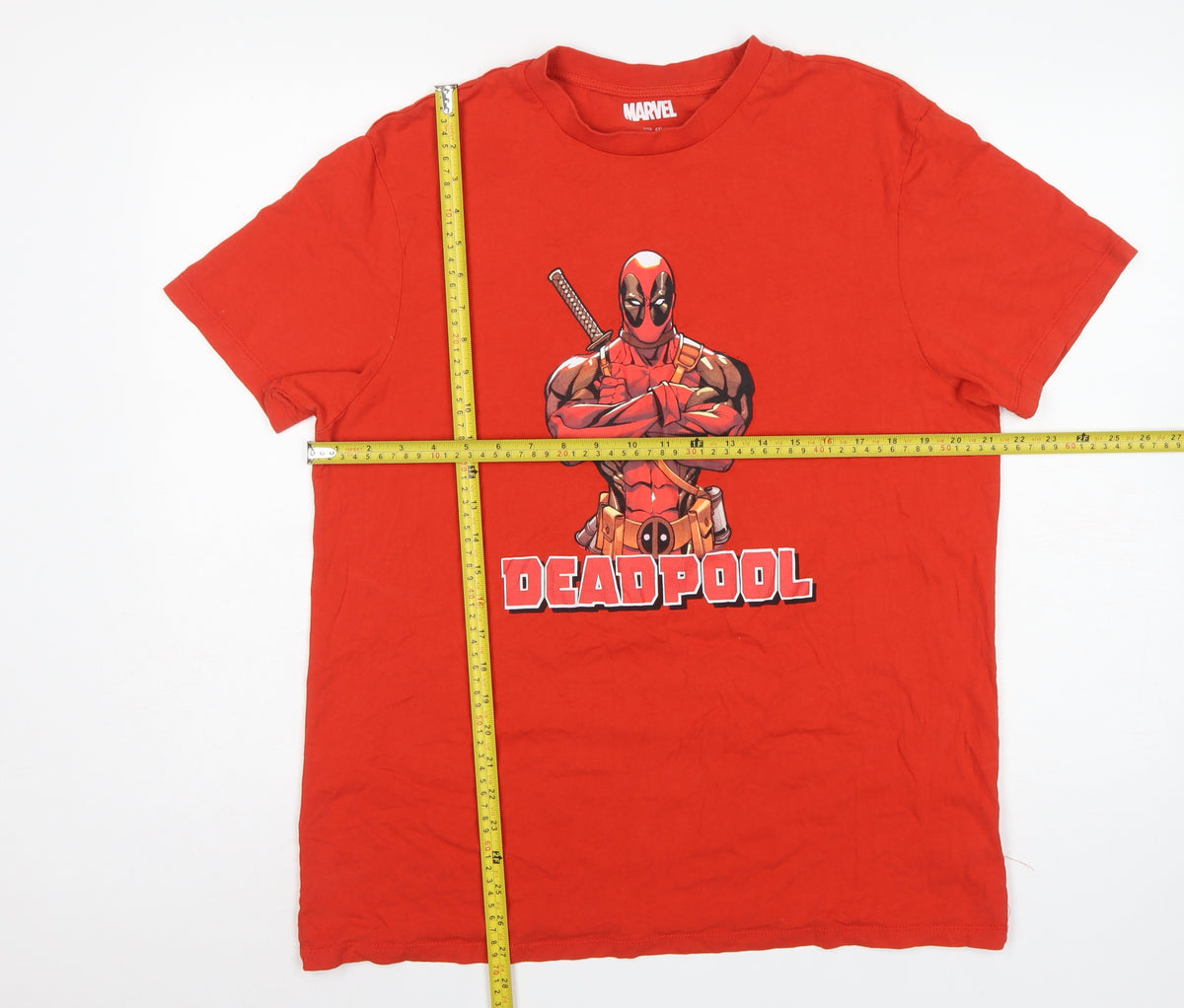 Marvel Men's Red 2XL Deadpool Graphic Print Crew Neck T-Shirt
