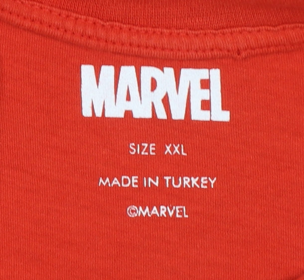 Marvel Men's Red 2XL Deadpool Graphic Print Crew Neck T-Shirt