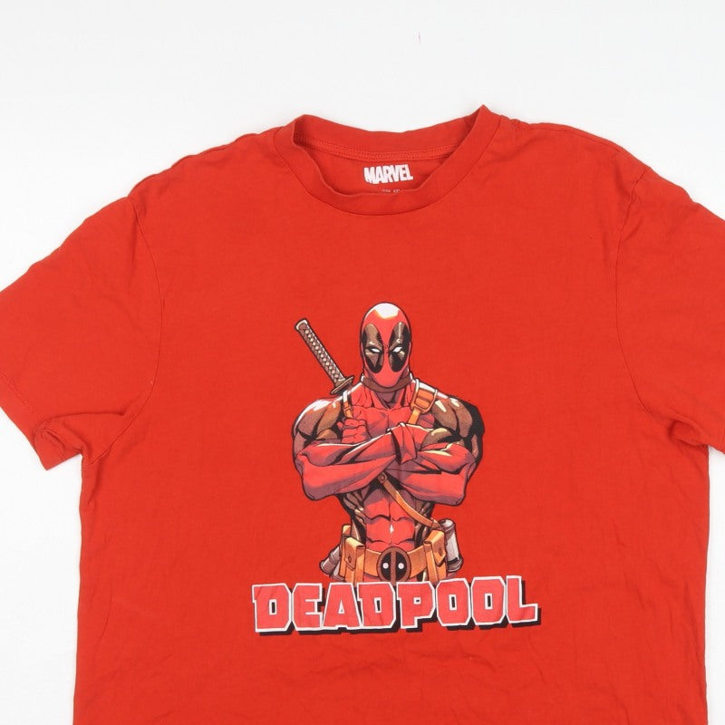 Marvel Men's Red 2XL Deadpool Graphic Print Crew Neck T-Shirt