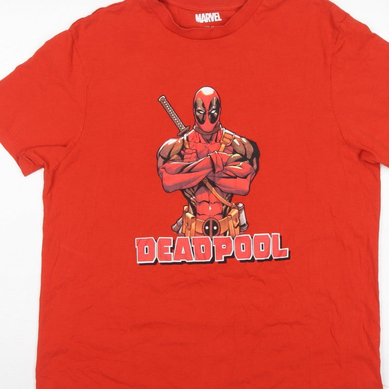 Marvel Men's Red 2XL Deadpool Graphic Print Crew Neck T-Shirt